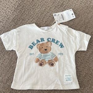 Zara Kids Cream Bear Crew T-Shirt